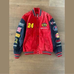 chase authentics jeff gordon bomber suede jacket wilson leather